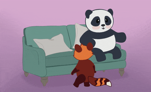 Pandas on a sofa by Dani Abram